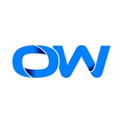 ow logo initial logo vector modern blue fold style