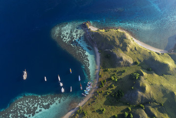 Beautiful aerial view of Gili Laba island, Flores, Indonesia - obrazy, fototapety, plakaty