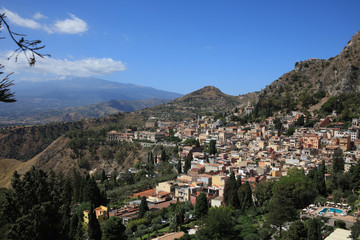 Naklejka premium The Small Village Taormina on Sicily. Italy
