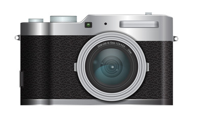 Realistic high-detailed retro travel camera mockup. Illustrated vector.