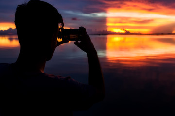 Silhouette of man are photography