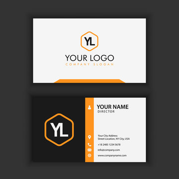 Modern Creative And Clean Business Card Template With Orange Black Color