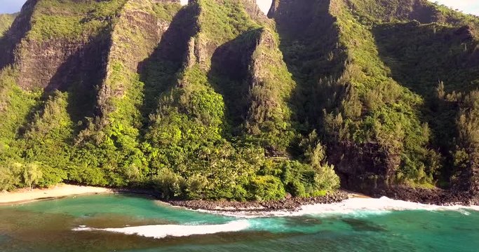 Beautiful aerial view of spectacular Na Pali coast, Kauai, Hawaii