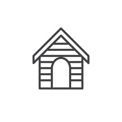 Dog kennel line icon, outline vector sign, linear style pictogram isolated on white. House symbol, logo illustration. Editable stroke