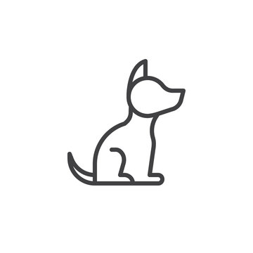 Dog line icon, outline vector sign, linear style pictogram isolated on white. Symbol, logo illustration. Editable stroke