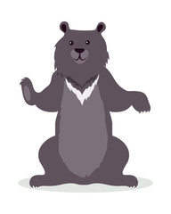 Asian Black Bear Cartoon Icon in Flat Design