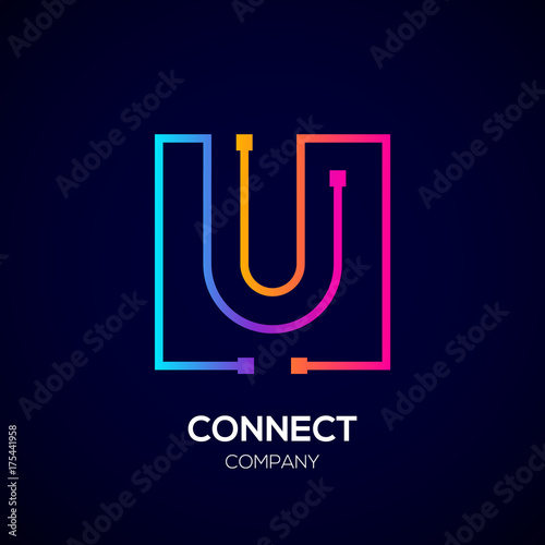  Letter  U  logo Square  shape Colorful Technology and 