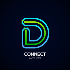 Letter D Logo Design,Circle shape, Link, Technology and digital, connection vector logotype