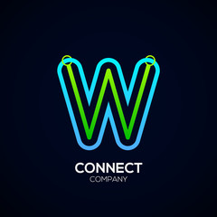 Letter W Logo Design,Circle shape, Link, Technology and digital, connection vector logotype