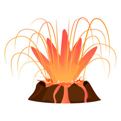 Massive Volcanic Eruption Isolated Illustration