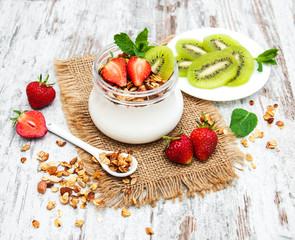 Yogurt and granola for breakfast