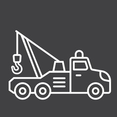 Tow truck line icon, transport and vehicle