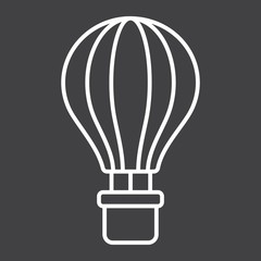 Hot air balloon line icon, transport and air