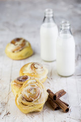 fresh pumpkin cinnabon buns with cinnamon and frosting