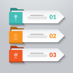 Infographic arrows. 3 options, steps, parts. Vector design elements for infographics. Can be used for workflow layout, diagram chart, graph, web design.