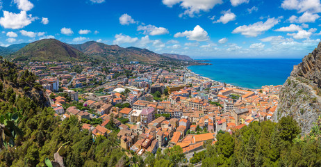 Aerial view of Cefalu in Sicily, Italy