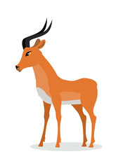 Antelope Impala Cartoon Icon in Flat Design