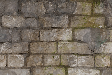 Old crumbling rough brick wall texture