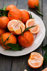 Fresh mandarins on a plate