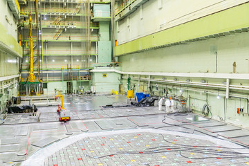 Reactor room. Nuclear reactor lid, equipment maintenance and replacement of the reactor fuel...