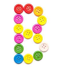 Sewing button alphabet: B