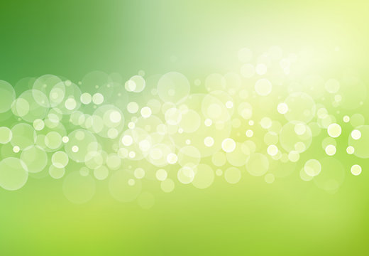 Abstract blurred soft focus bokeh of bright green color background concept, copy space, Vector