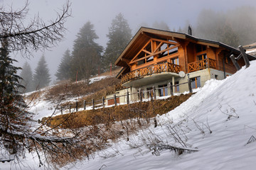 Winter Alpine landscape in the countryside