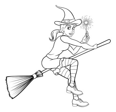 recommend clip art: Cartoon Halloween Witch and Magic Wand