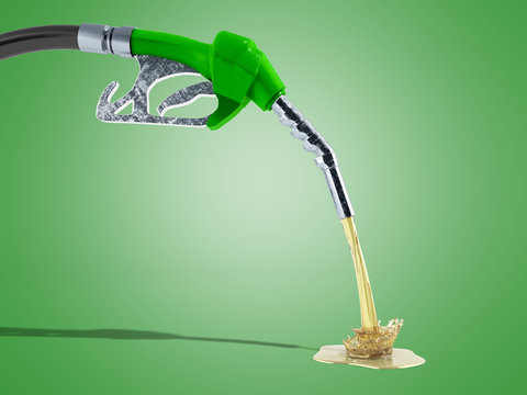 eco Fuel concept nozzle pump with hose 3d render on green background