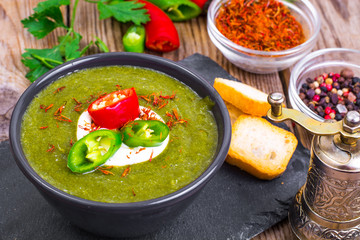 Spicy dishes with chilli of mashed vegetables