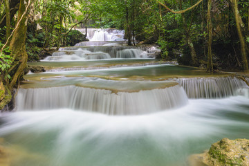 most favorite waterfall in Kanchanaburi ,limestone waterfall