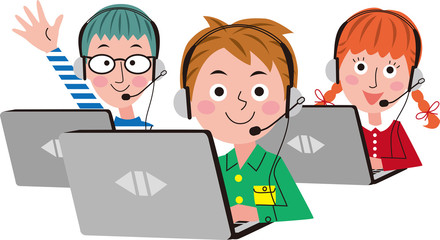 パソコン　オンライン教育　子供たち