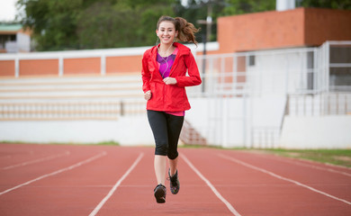 Asia woman runner during running exercise