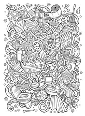 Cartoon cute doodles Bathroom illustration