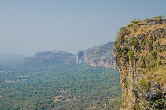 Landscape shot of beautiful Doucki Canyon in the Fouta Djalon highlands during Harmattan season, Guinea, West Africa