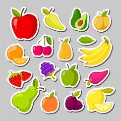 Set of cute fruits in the form of a stickers