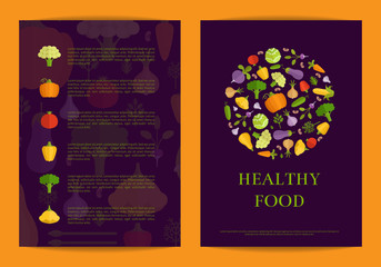 Vector flat vegetables card, brochure, flyer template