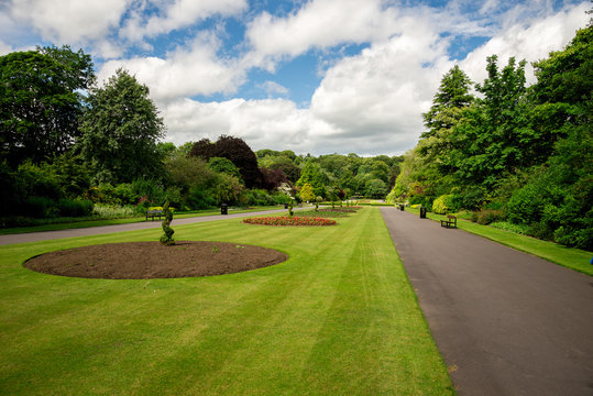 Central alley with flower beds in Seaton Park, Aberdeen
