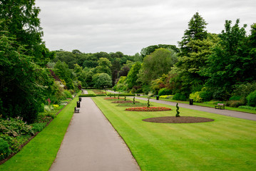 Central alley with flower beds in Seaton Park, Aberdeen