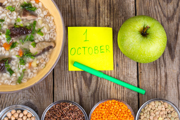 Concept of the World Vegetarian Day, October 1