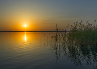 Golden sunset over water