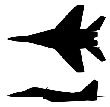 Silhouette eines modernen Kampfflugzeuges