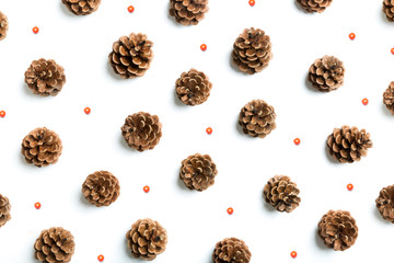 pine cones, flat lay