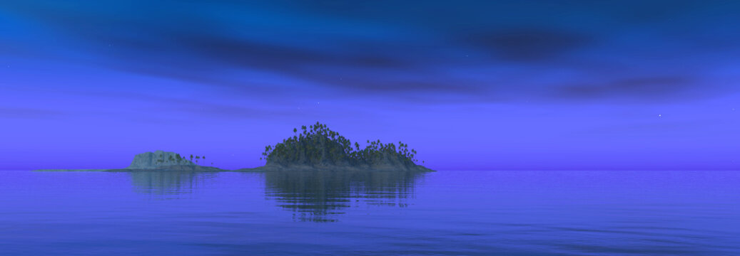 Tropische Insel bei Nacht