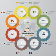 simple&editable 8 steps process. Simple&Editable abstract design element. Vector.