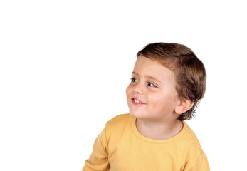 Adorable small child two years old looking at side