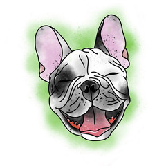 Stylized dog. Tattoo design. Cartoon illustration, hand drawn style.
