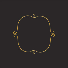 Gold round frame with floral elements. Greeting card with place for text, gold menu and invitation border. Vector illustration.