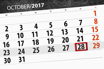 Daily calendar for October 28