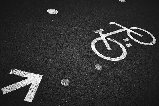 Bike sign on a road